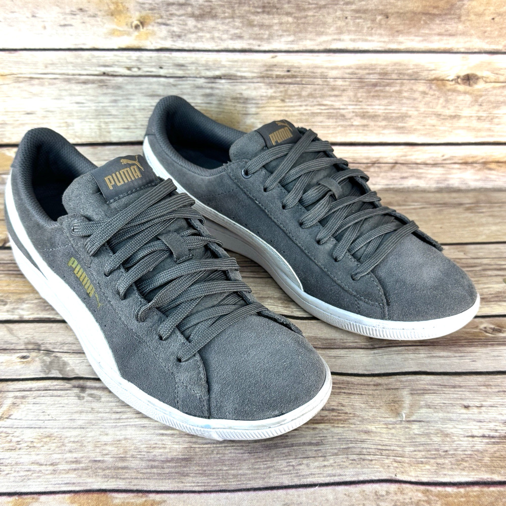 Puma Womens Vikky Gray Suede Low Top Casual Sneakers Size 9